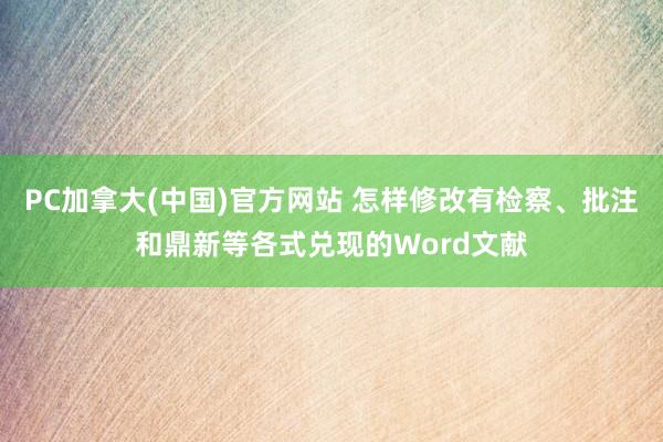 PC加拿大(中国)官方网站 怎样修改有检察、批注和鼎新等各式兑现的Word文献