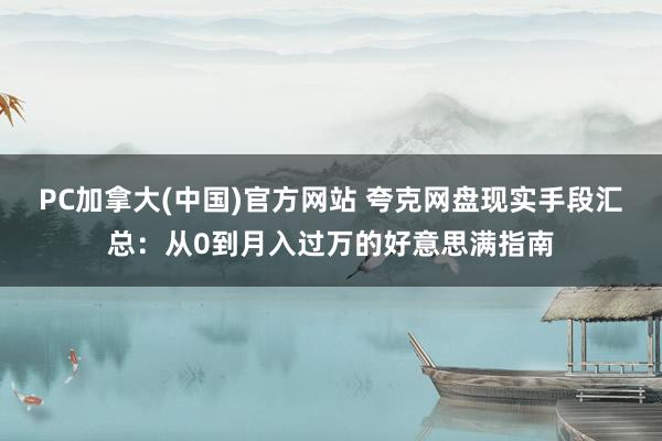 PC加拿大(中国)官方网站 夸克网盘现实手段汇总：从0到月入过万的好意思满指南