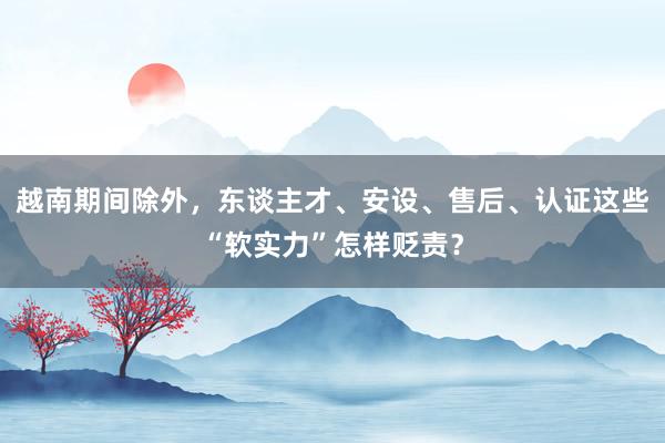 越南期间除外，东谈主才、安设、售后、认证这些“软实力”怎样贬责？