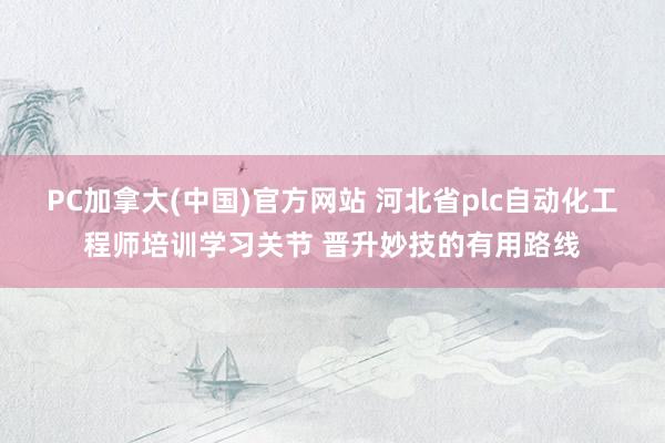 PC加拿大(中国)官方网站 河北省plc自动化工程师培训学习关节 晋升妙技的有用路线