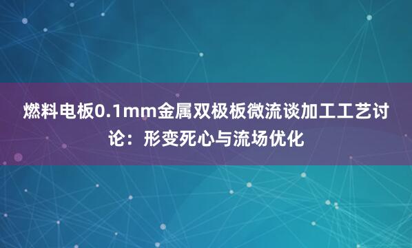 燃料电板0.1mm金属双极板微流谈加工工艺讨论：形变死心与流场优化