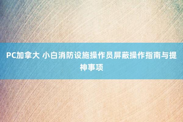PC加拿大 小白消防设施操作员屏蔽操作指南与提神事项