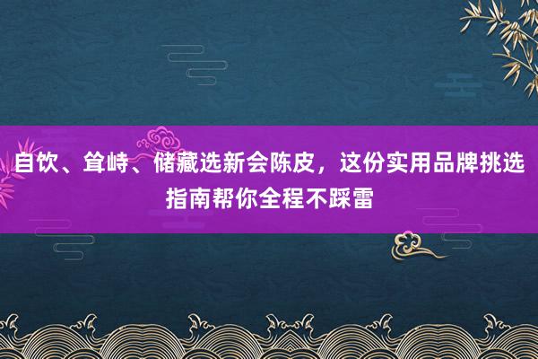 自饮、耸峙、储藏选新会陈皮，这份实用品牌挑选指南帮你全程不踩雷