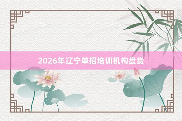 2026年辽宁单招培训机构盘货
