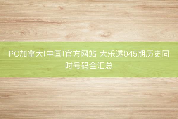PC加拿大(中国)官方网站 大乐透045期历史同时号码全汇总