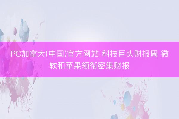 PC加拿大(中国)官方网站 科技巨头财报周 微软和苹果领衔密集财报