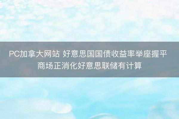 PC加拿大网站 好意思国国债收益率举座握平 商场正消化好意思联储有计算