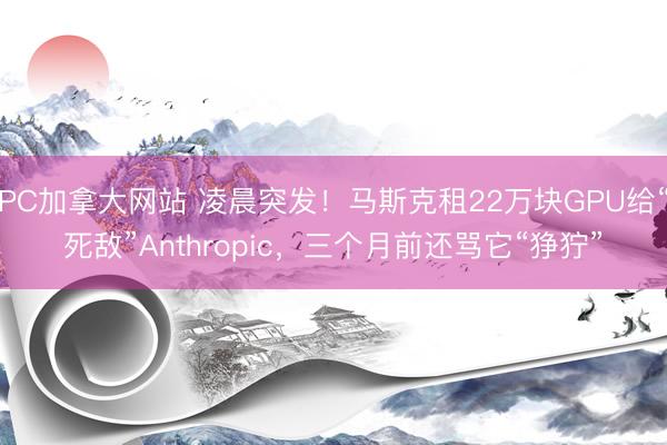 PC加拿大网站 凌晨突发！马斯克租22万块GPU给“死敌”Anthropic，三个月前还骂它“狰狞”